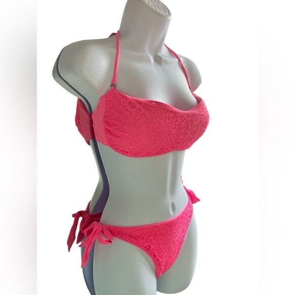 RAE Bikini Swinging Set Bright Pink In Size XL Made In Italy Fit Smaller. - Picture 3 of 5
